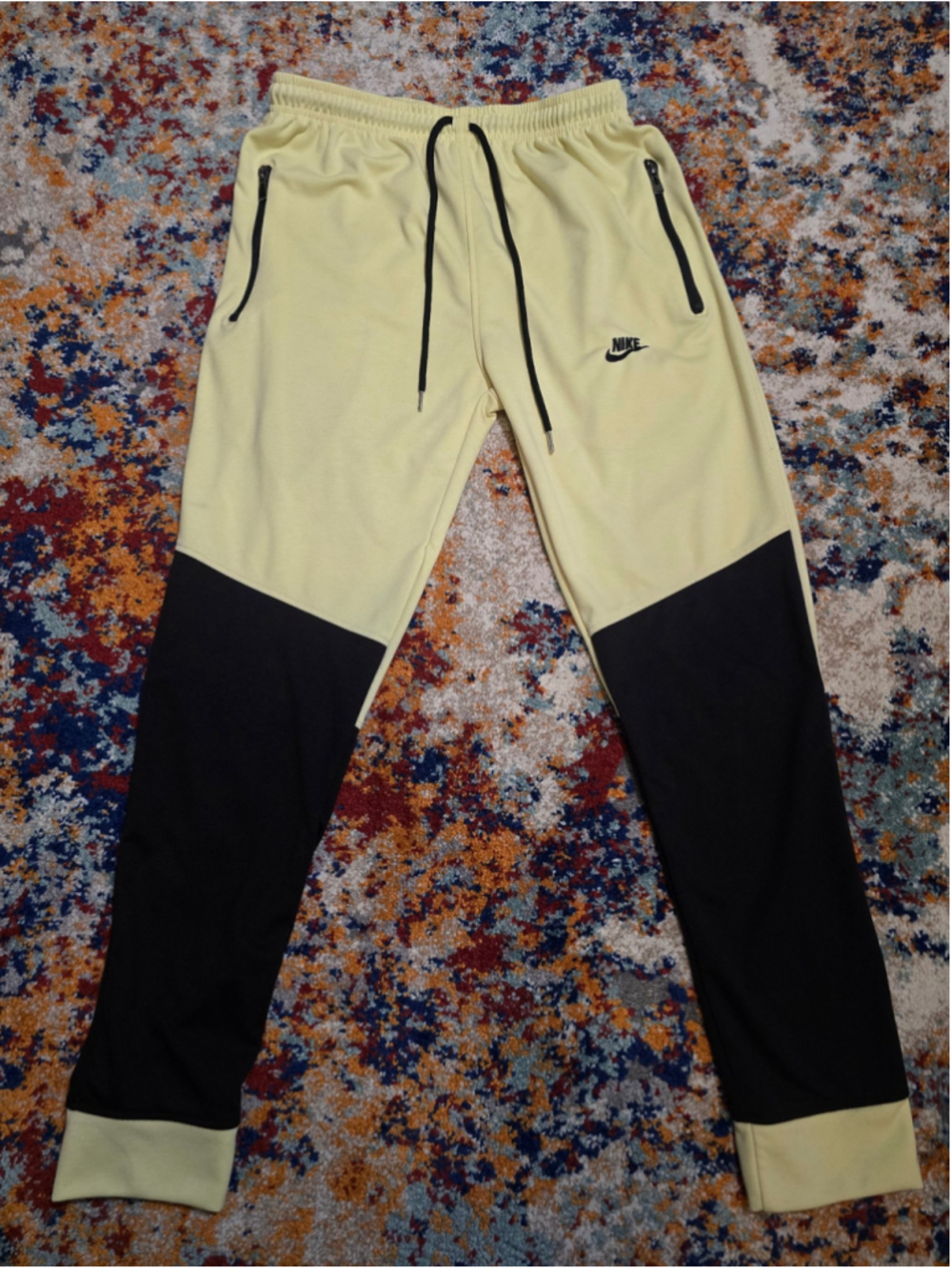Nike Sportswear Tech Fleece Joggers Yellow Strike Black Colorblock Pants Size M